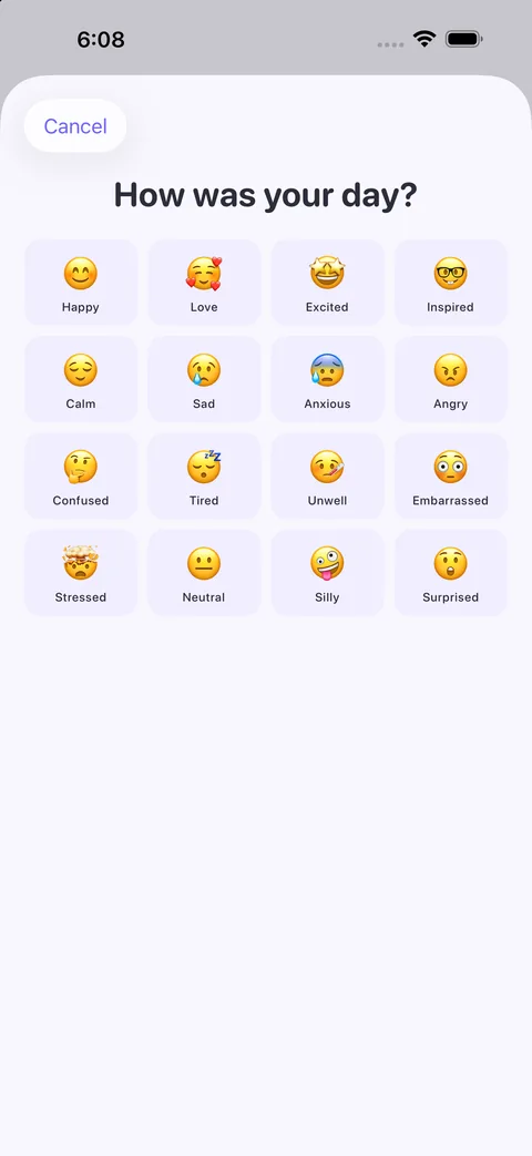The check-in grid of sixteen faces